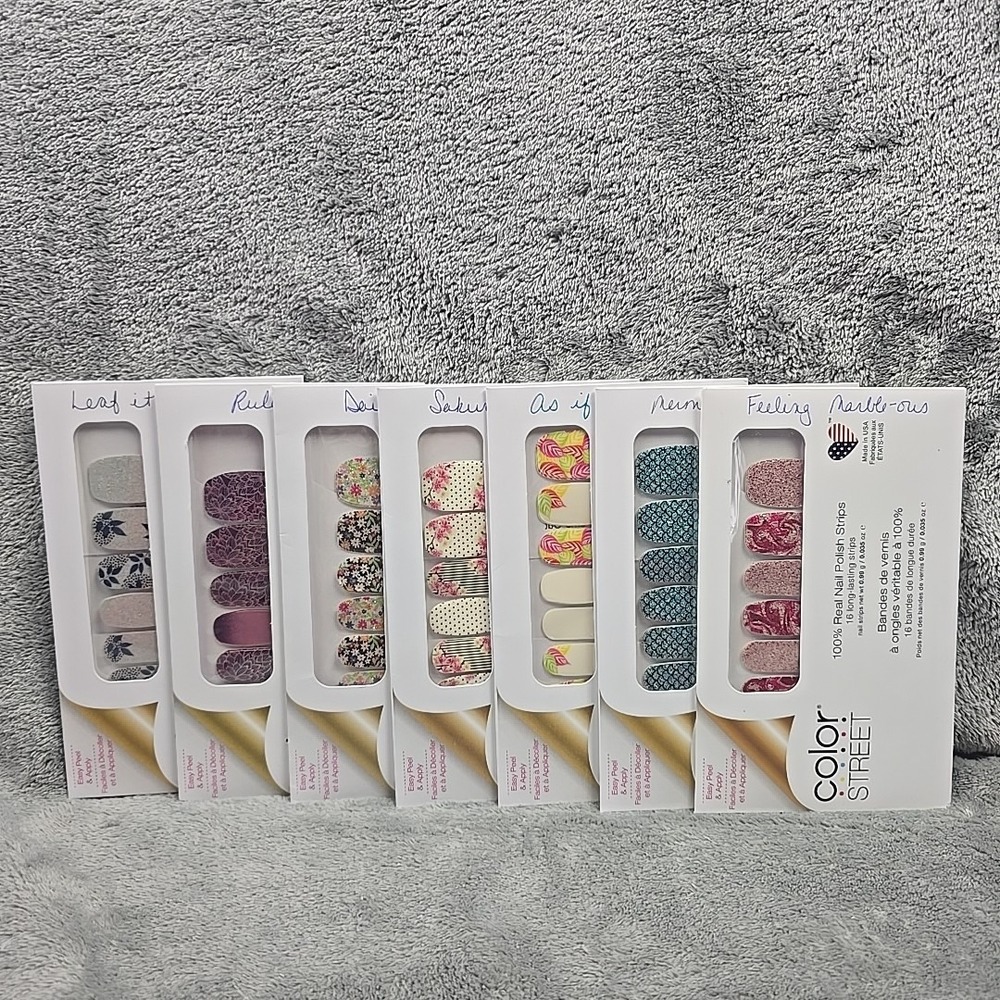 Lot Of 7 Color Street Real‎ Nail Polish Strips Floral Daisy Scales Patterns